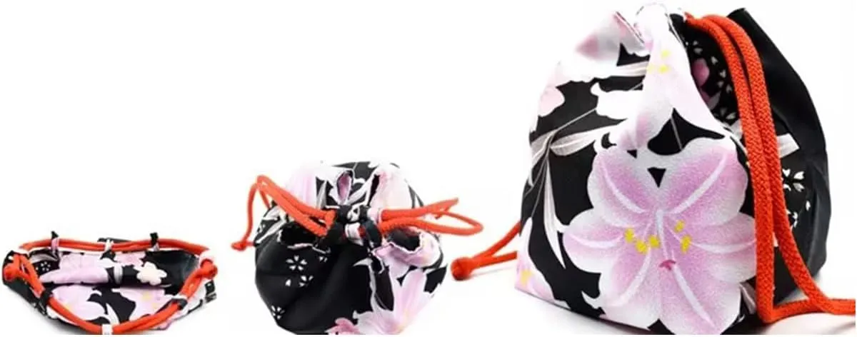 Japanese Drawstring Bag Kimono Handbag Blossom Sakura Bag Vintage Jewelry Coin Purse Gift Bag
