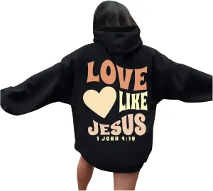 Jesus Christian Sweatshirt for Womens Jesus Loves You Religious Shirts Inspirational Long Sleeve Pullovers Tops