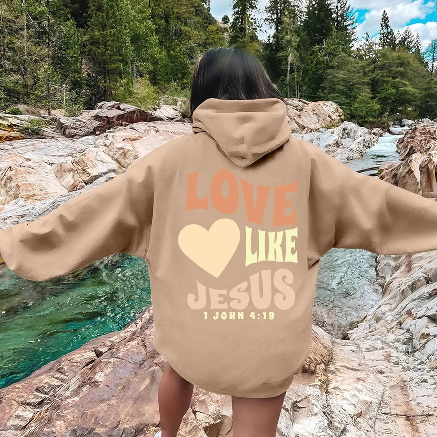 Jesus Christian Sweatshirt for Womens Jesus Loves You Religious Shirts Inspirational Long Sleeve Pullovers Tops