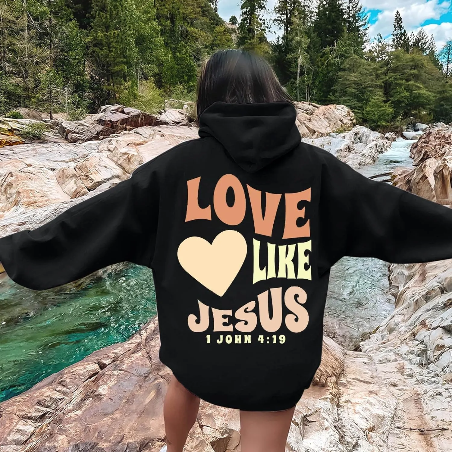 Jesus Christian Sweatshirt for Womens Jesus Loves You Religious Shirts Inspirational Long Sleeve Pullovers Tops