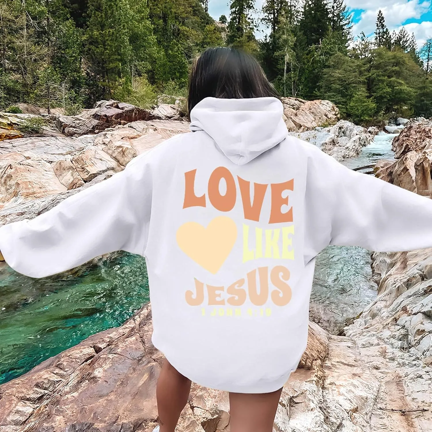 Jesus Christian Sweatshirt for Womens Jesus Loves You Religious Shirts Inspirational Long Sleeve Pullovers Tops
