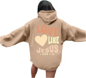 Jesus Christian Sweatshirt for Womens Jesus Loves You Religious Shirts Inspirational Long Sleeve Pullovers Tops
