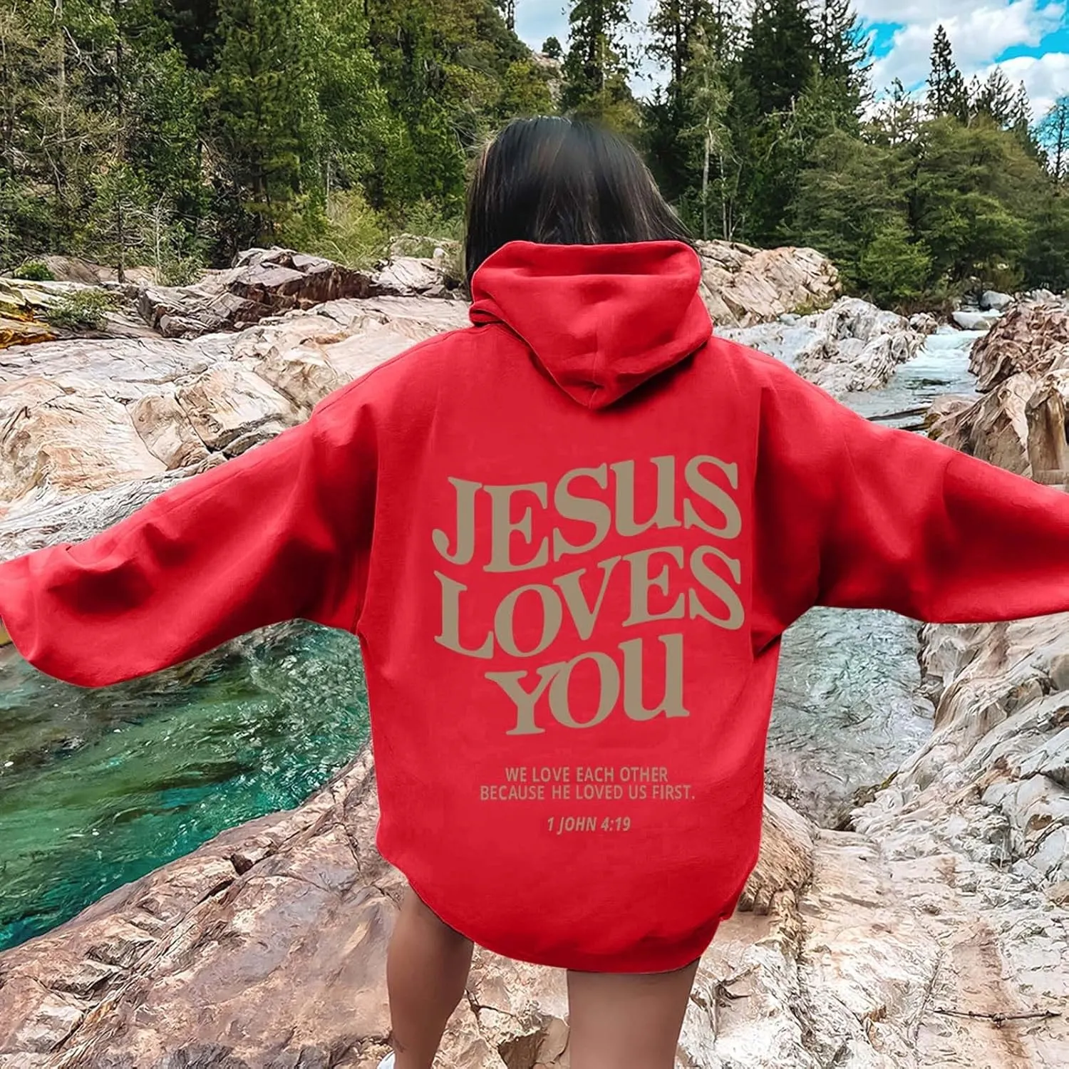 Jesus Loves You Hoodie Christian Jesus Saves Faith Sweatshirt Man Woman Pullover Tops Y2K Clothes Streetwear Gift