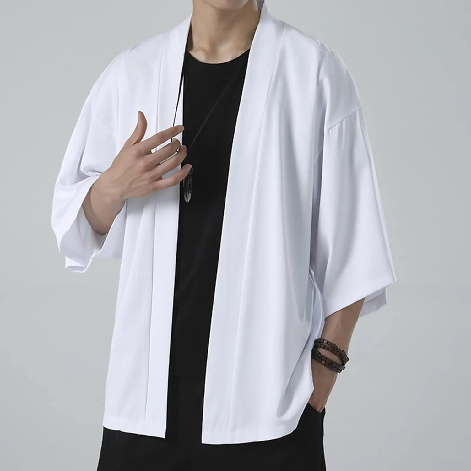 Kimono for Men Half Sleeve Men's Beach Kimono Shirt Japanese Bathrobe Open Front Cardigan Jacket Lightweight Casual Shirts