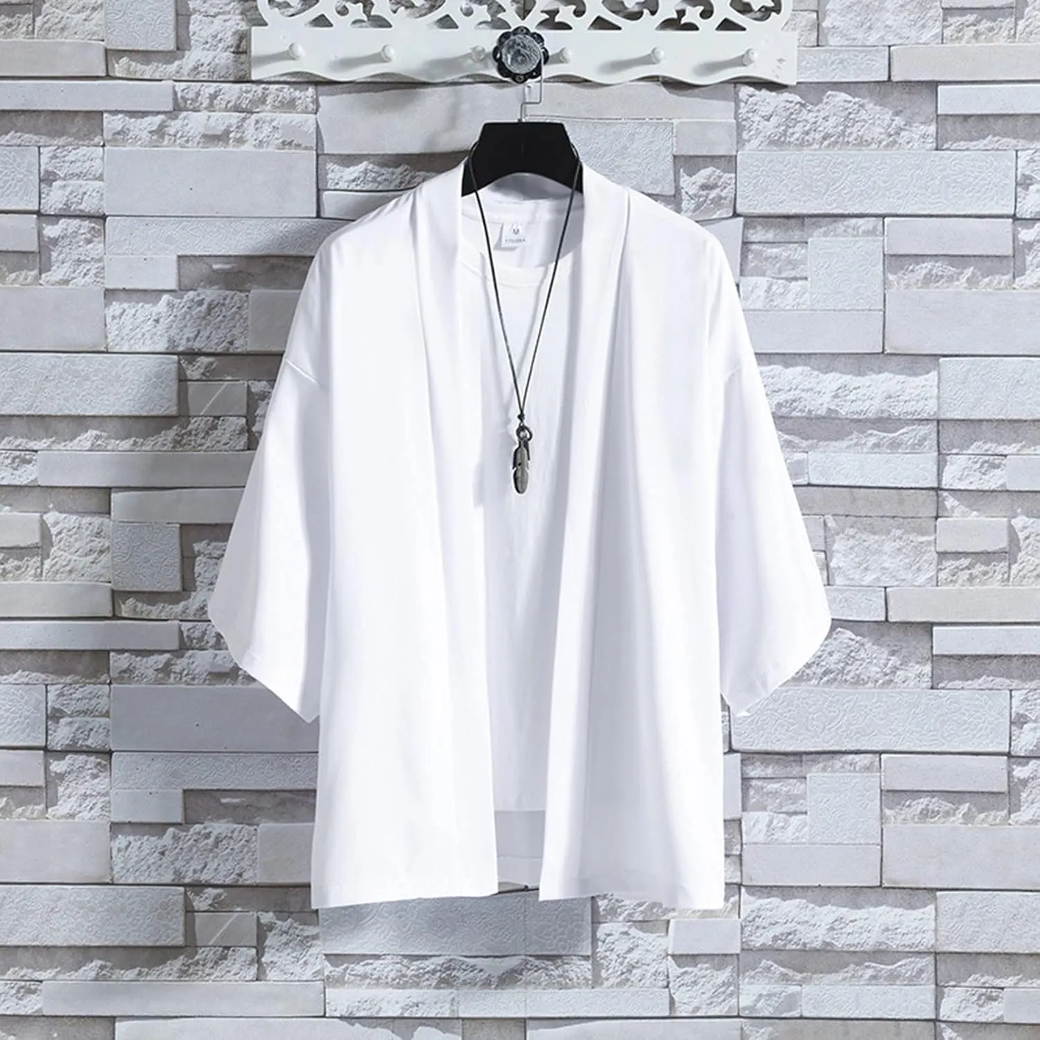 Kimono for Men Half Sleeve Men's Beach Kimono Shirt Japanese Bathrobe Open Front Cardigan Jacket Lightweight Casual Shirts