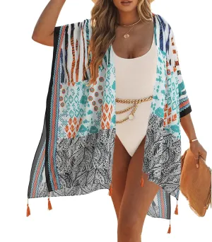 Kimonos for Women Beach Swimsuit Cover Up Boho Lightweight Kimono Cardigans for Summer