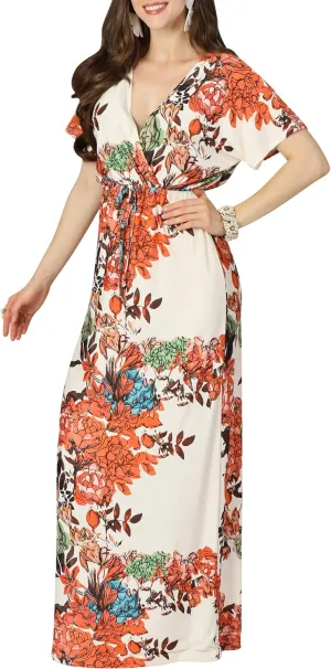 KOH KOH Womens Long Summer Floral Evening Sexy Kaftan Evening Gown Maxi Dress