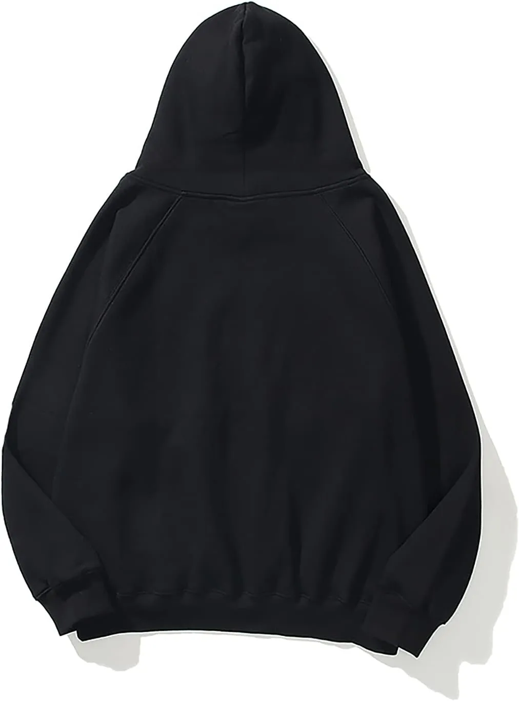 Lauweion Women Solid Basic Fleece Letter Loose Hoodie Sweatshirt Long Sleeve Kangaroo Pocket Drop Shoulder Pullovers Top