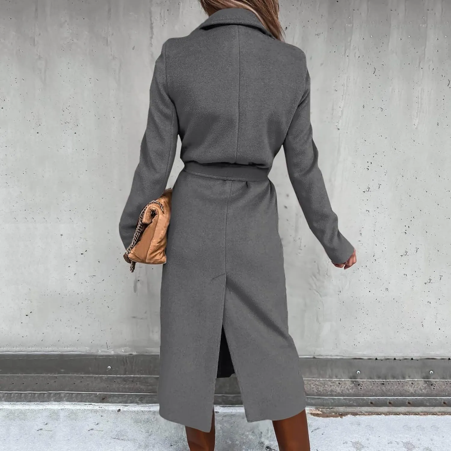 Light Jacket Wool Coats Blouse Thin Coat Trench Long Jacket Ladies Slim Long Belt Elegant Overcoat Women's Car
