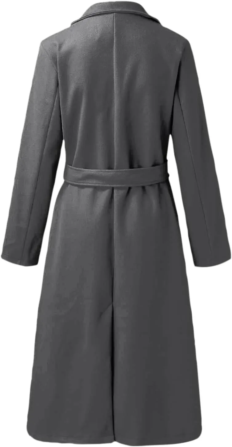 Light Jacket Wool Coats Blouse Thin Coat Trench Long Jacket Ladies Slim Long Belt Elegant Overcoat Women's Car