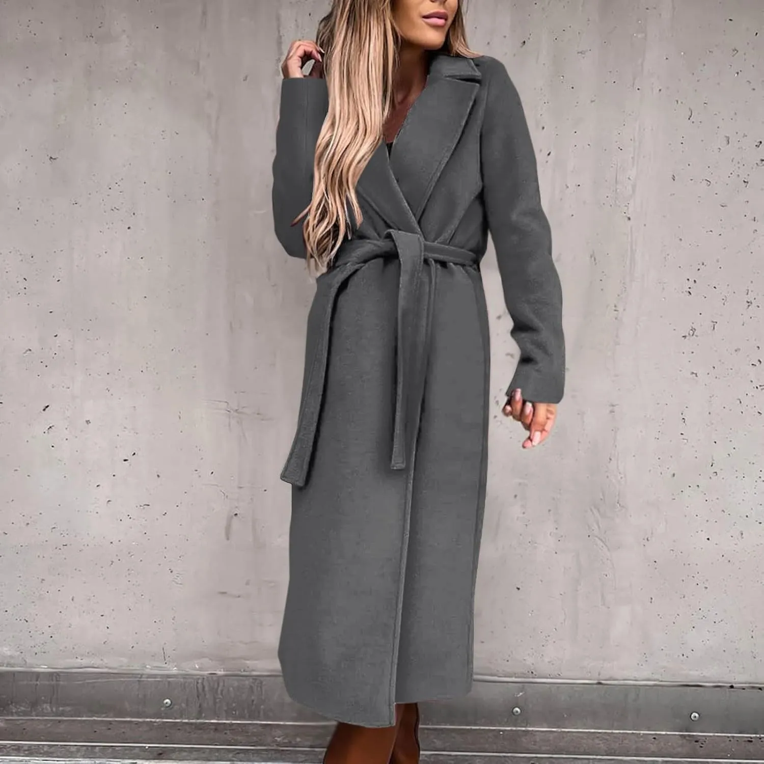 Light Jacket Wool Coats Blouse Thin Coat Trench Long Jacket Ladies Slim Long Belt Elegant Overcoat Women's Car