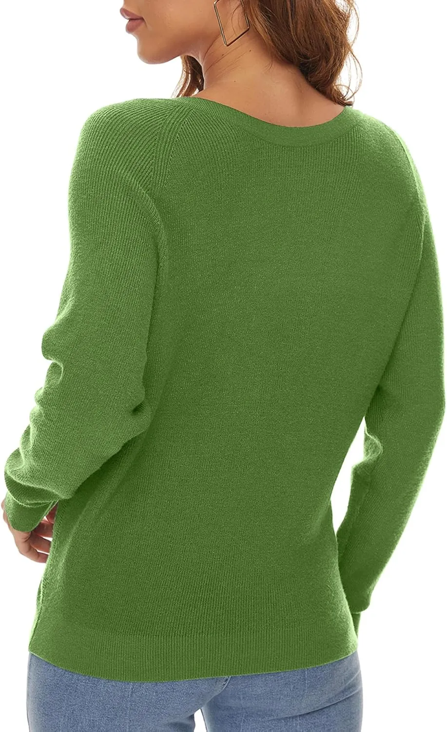 LILBETTER Women's Long Sleeve Loose Criss Cross Twisted Back Pullover Knit Jumper Sweaters