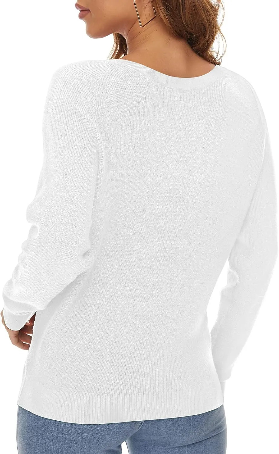 LILBETTER Women's Long Sleeve Loose Criss Cross Twisted Back Pullover Knit Jumper Sweaters