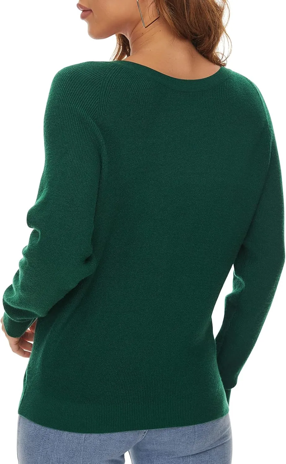 LILBETTER Women's Long Sleeve Loose Criss Cross Twisted Back Pullover Knit Jumper Sweaters