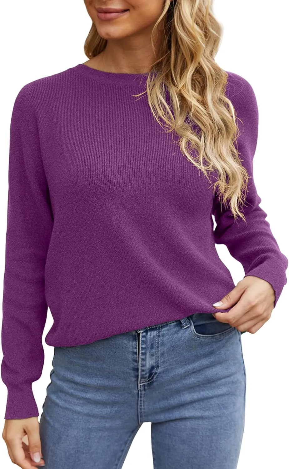 LILBETTER Women's Long Sleeve Loose Criss Cross Twisted Back Pullover Knit Jumper Sweaters