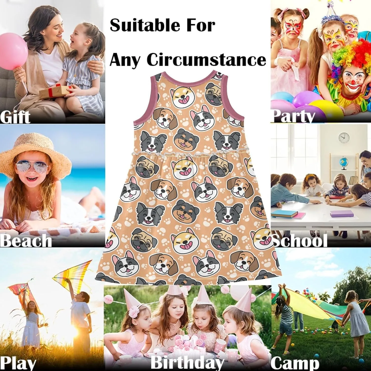 Little Girls Cotton Dress Sleeveless Casual Summer Sundress Printed Jumper Skirt 2-8 Years