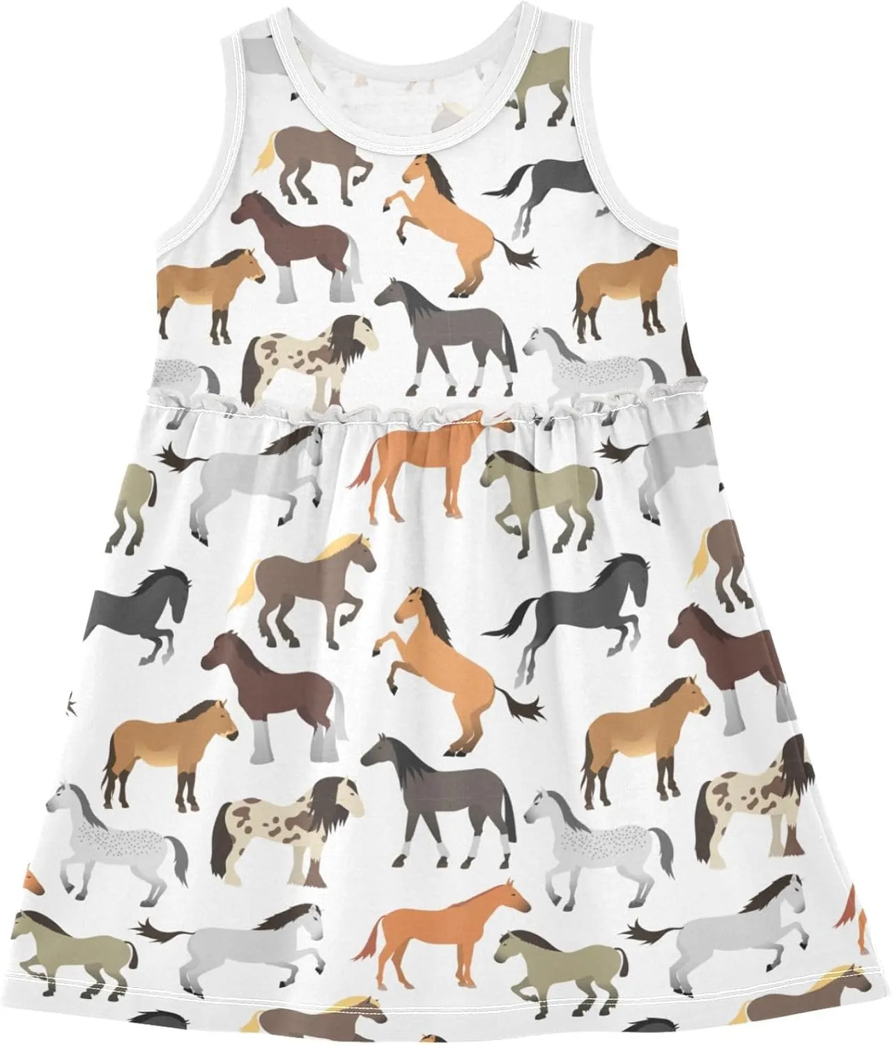 Little Girls Cotton Dress Sleeveless Casual Summer Sundress Printed Jumper Skirt 2-8 Years