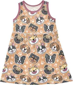 Little Girls Cotton Dress Sleeveless Casual Summer Sundress Printed Jumper Skirt 2-8 Years