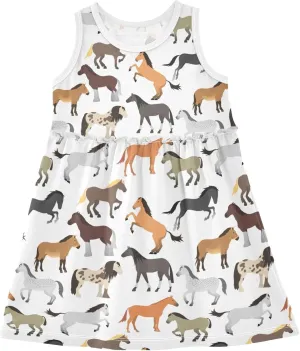 Little Girls Cotton Dress Sleeveless Casual Summer Sundress Printed Jumper Skirt 2-8 Years