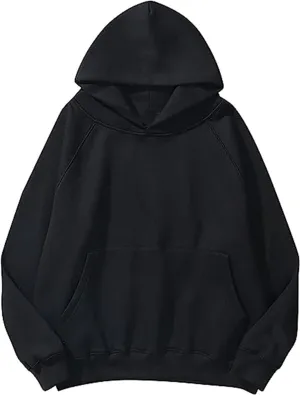LOFAAC Women Solid Basic Oversized Fleece Hoodie Sweatshirt Casual Long Sleeve Drop Shoulder Pullovers Kangaroo Pocket
