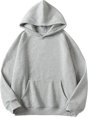 LOFAAC Women Solid Basic Oversized Fleece Hoodie Sweatshirt Casual Long Sleeve Drop Shoulder Pullovers Kangaroo Pocket