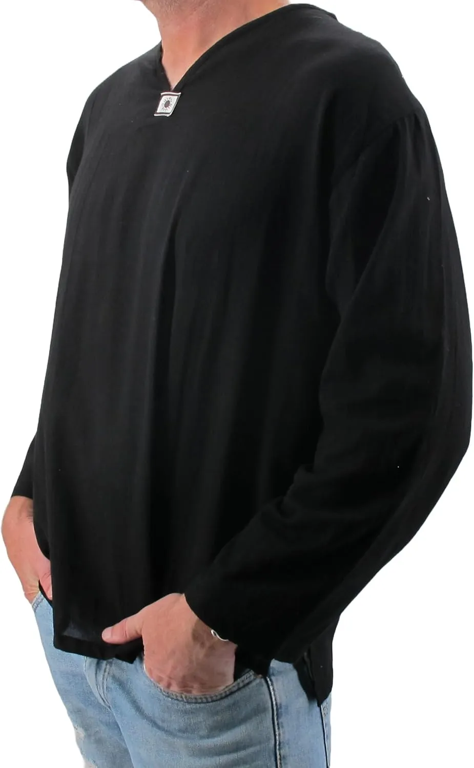 Love Quality Men's Black Shirt 100% Cotton Hippie Yoga Shirt