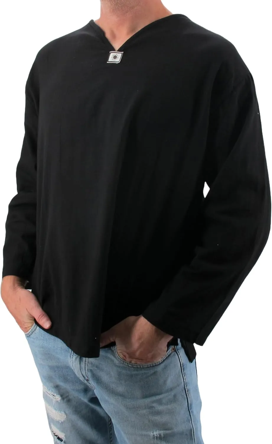 Love Quality Men's Black Shirt 100% Cotton Hippie Yoga Shirt