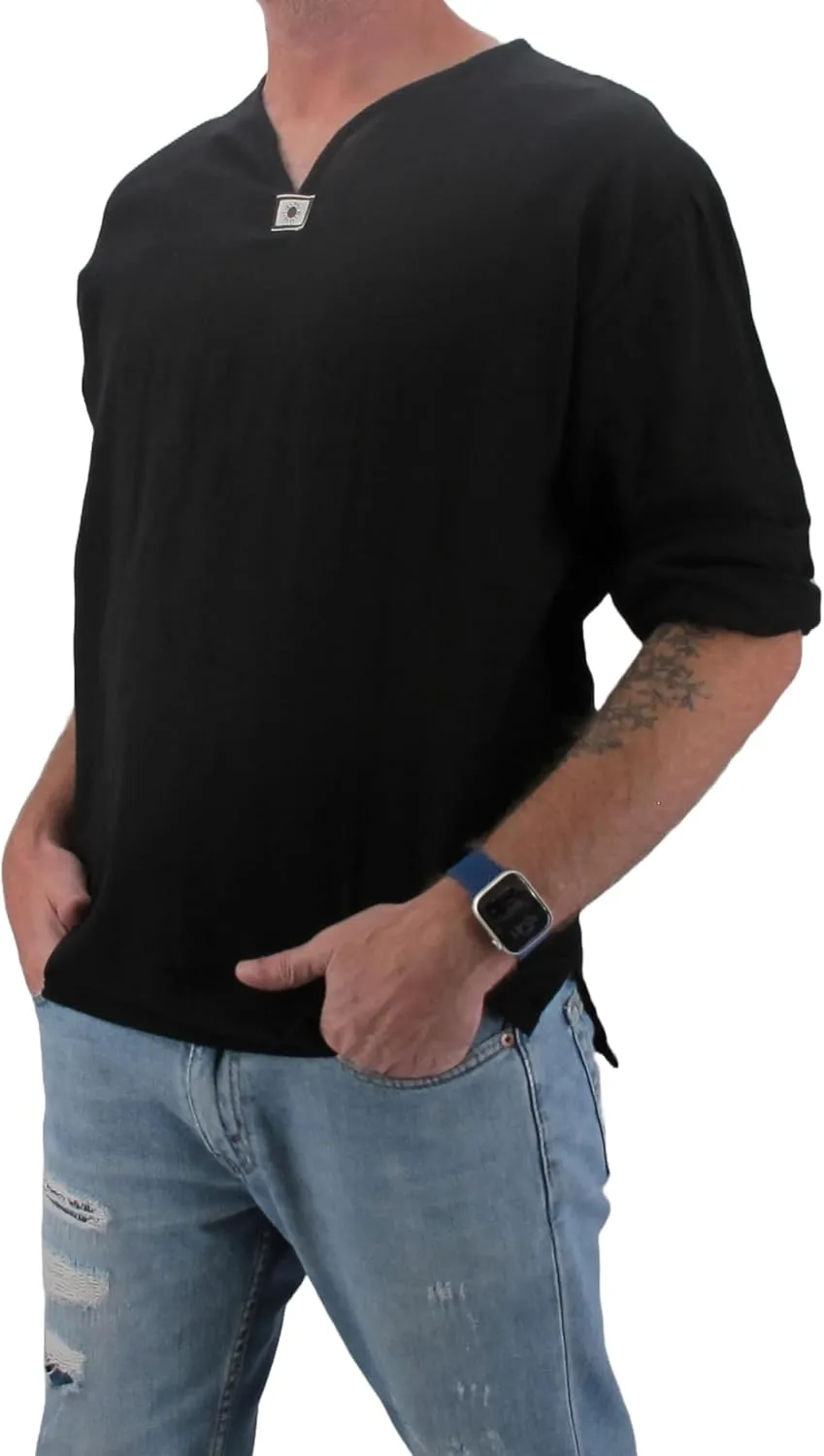 Love Quality Men's Black Shirt 100% Cotton Hippie Yoga Shirt