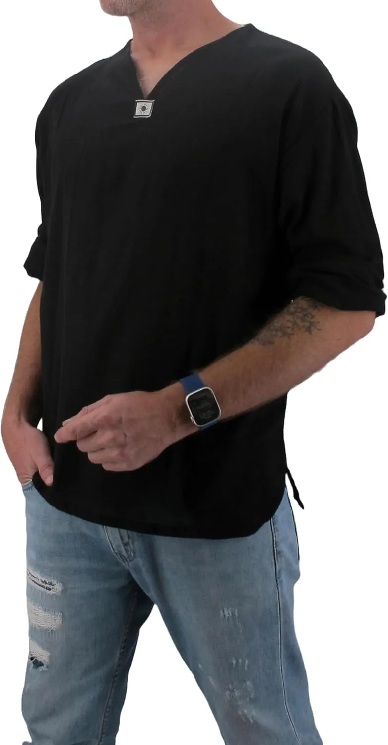 Love Quality Men's Black Shirt 100% Cotton Hippie Yoga Shirt