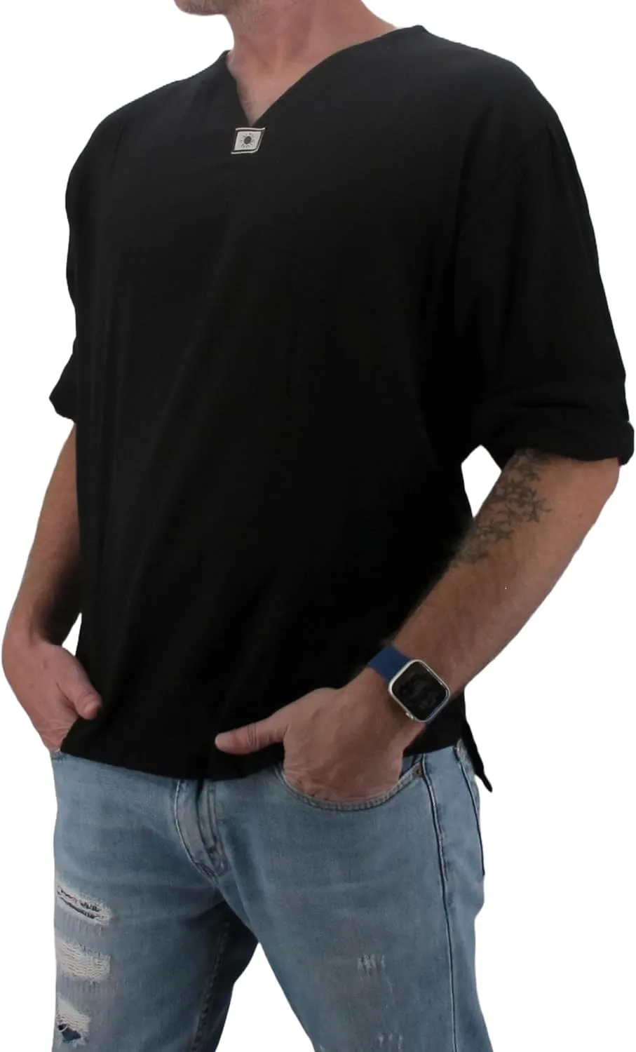 Love Quality Men's Black Shirt 100% Cotton Hippie Yoga Shirt