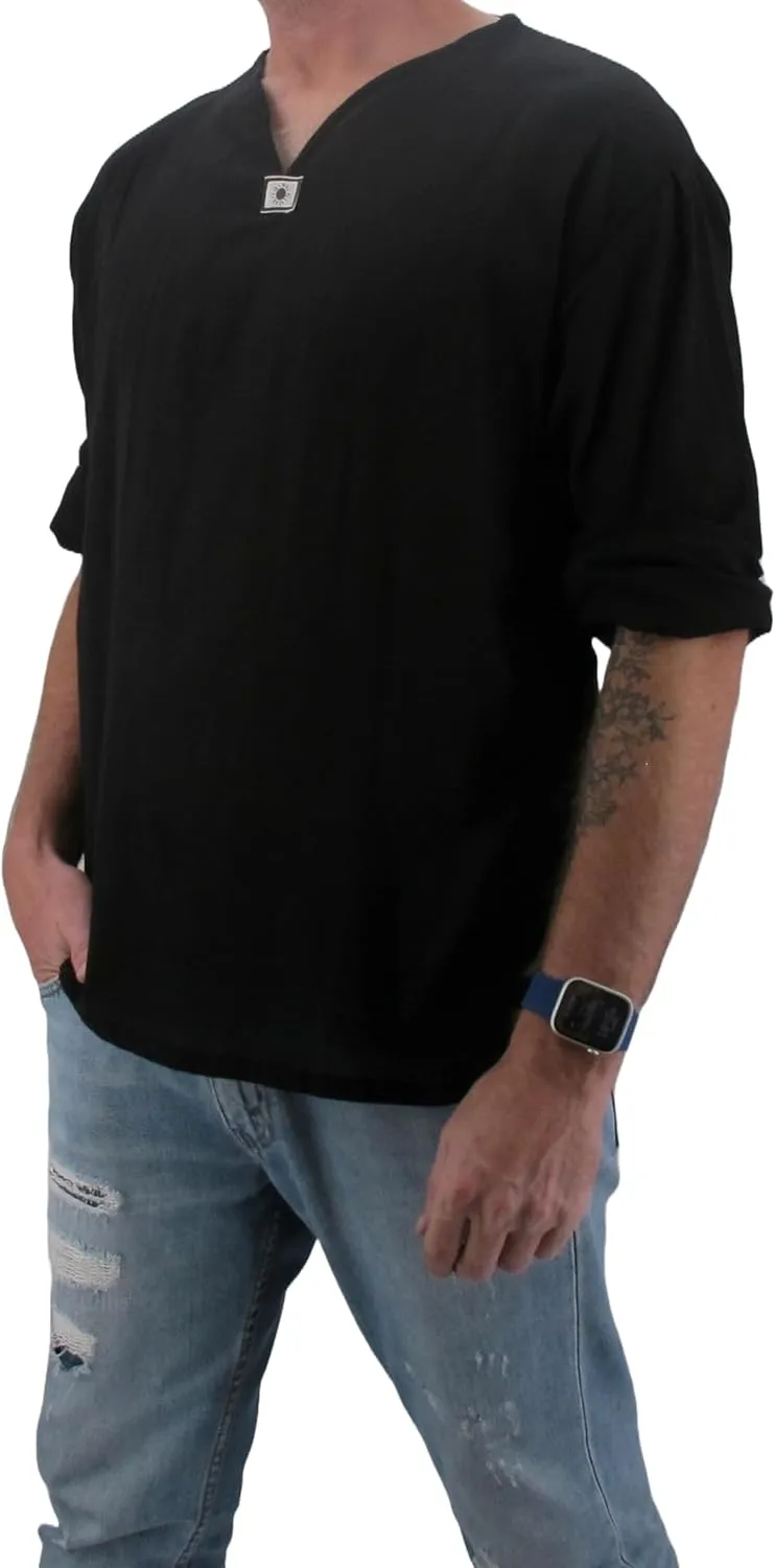 Love Quality Men's Black Shirt 100% Cotton Hippie Yoga Shirt