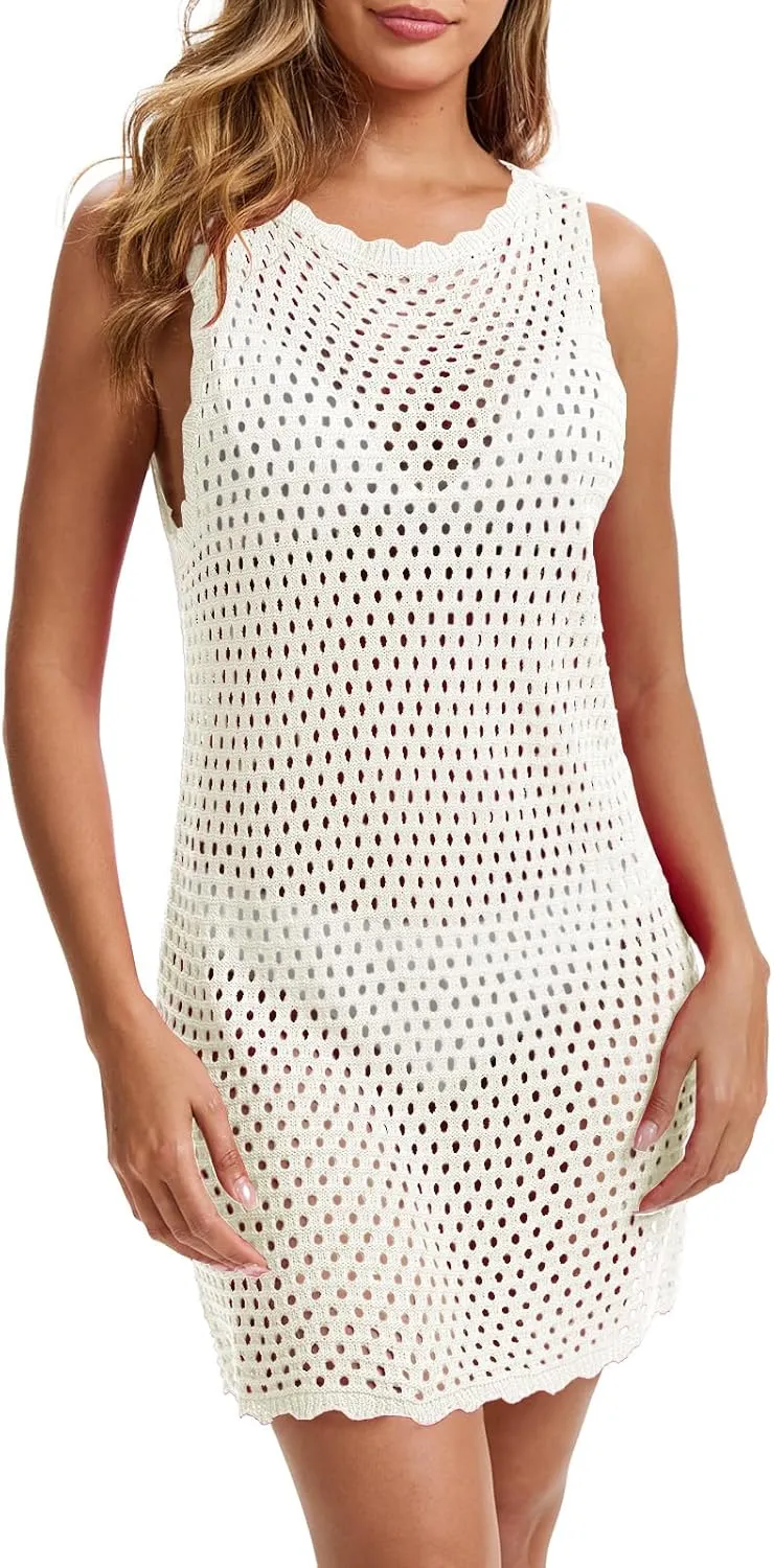 Lylinan Womens Swimsuit Coverup Summer Sleeveless Outfits Swimwear Bathing Suit Cover Ups Beach Dresses S-XXL