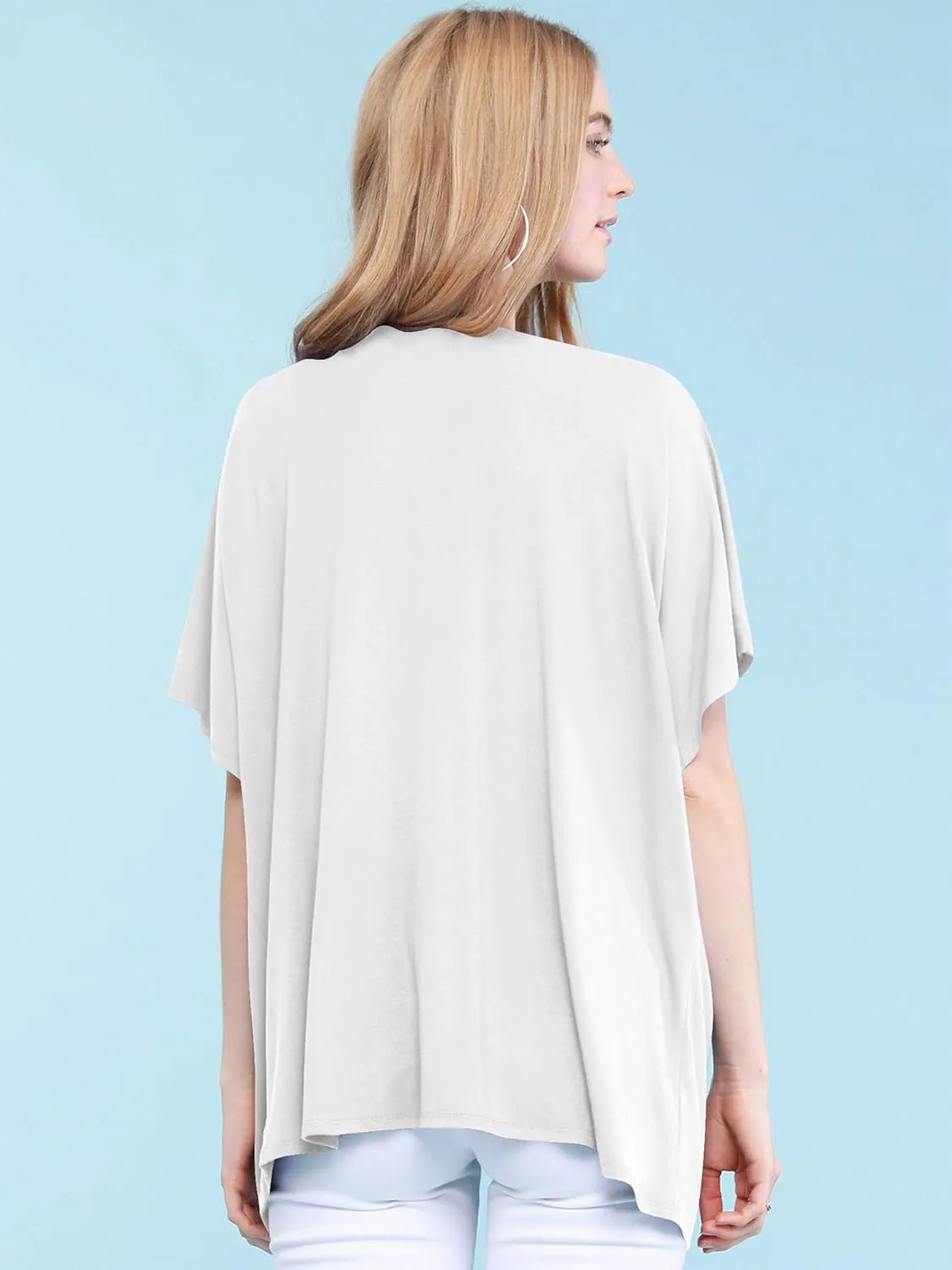 Made By Johnny Women's Kimono Style Short Sleeve Dolman Cardigan - Lightweight Open Front Summer Cover-Up