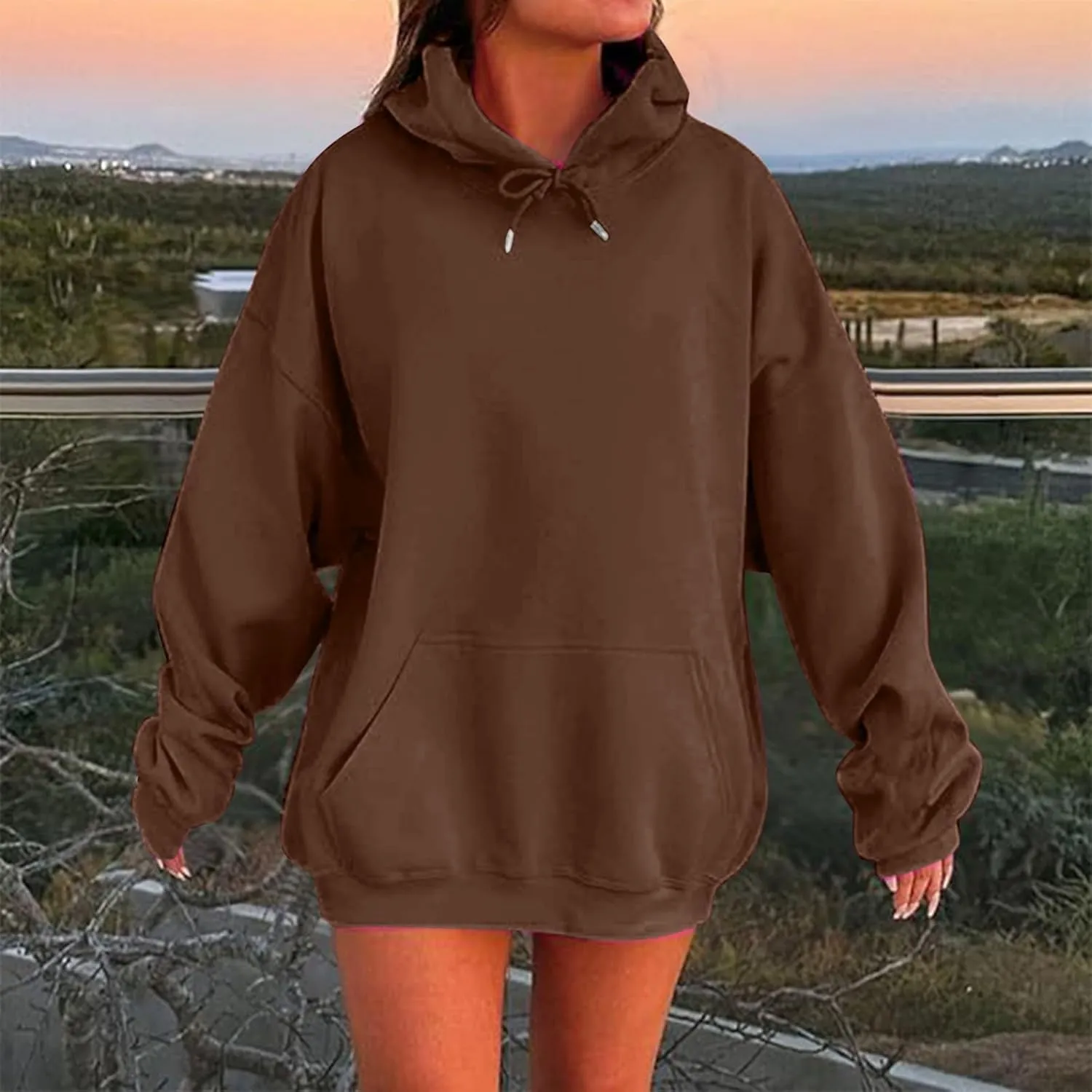 MCILLO Women Hoodies Fleece Oversized Sweatshirt Casual Basic Long Sleeve Athletic Workout Pullover 2025 Fall Trendy