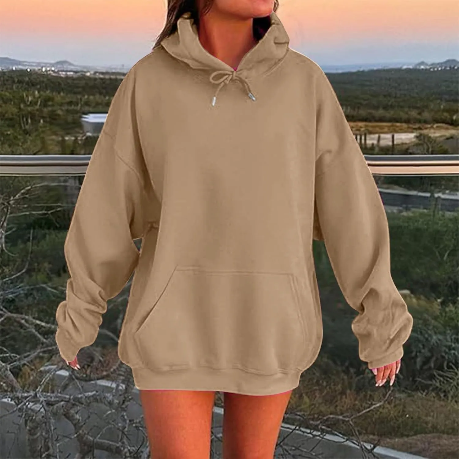 MCILLO Women Hoodies Fleece Oversized Sweatshirt Casual Basic Long Sleeve Athletic Workout Pullover 2025 Fall Trendy
