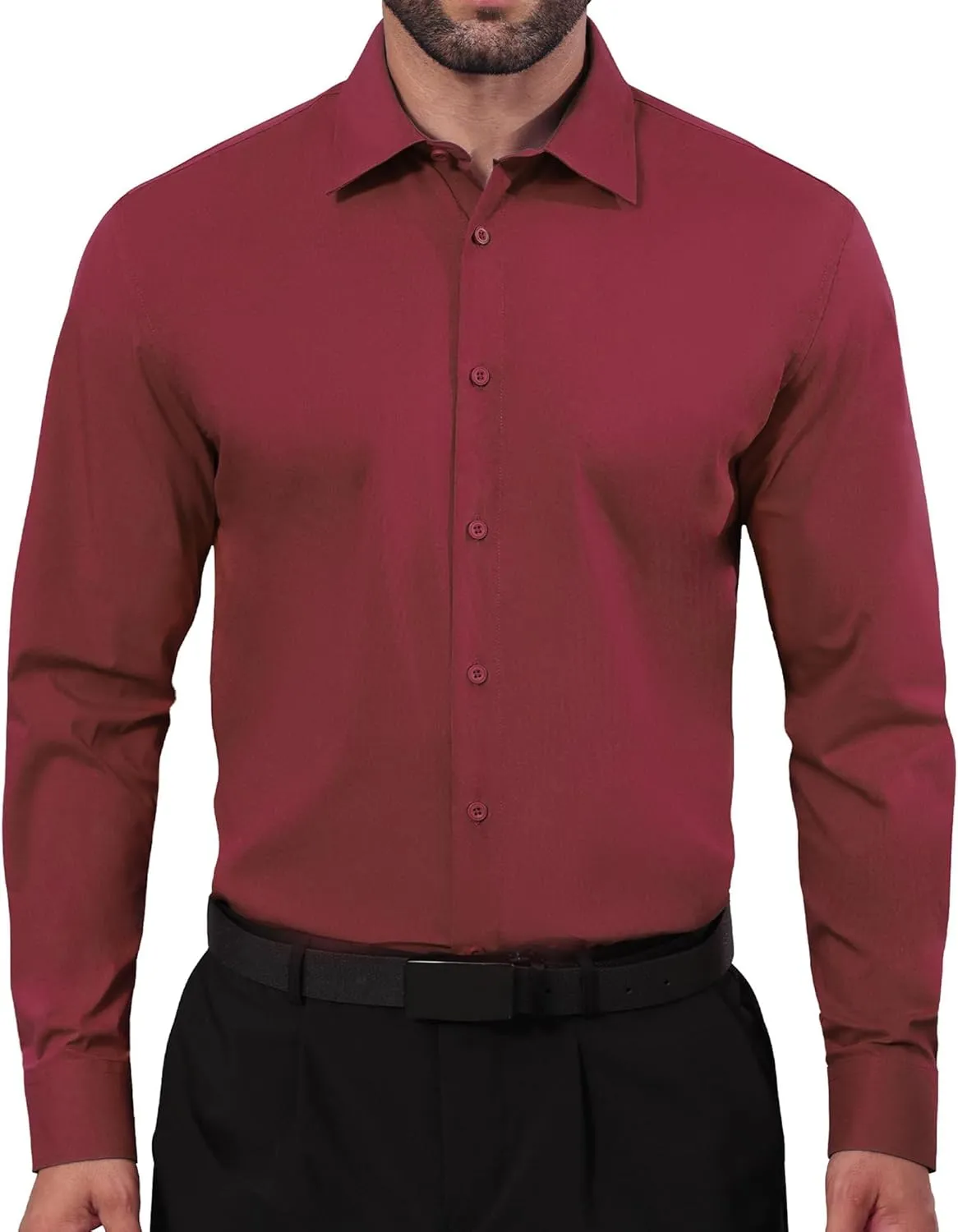 Mens Business Dress Shirt Long Sleeve Button Down Formal Shirt for Men Cotton Slim Fit Shirt for Wedding