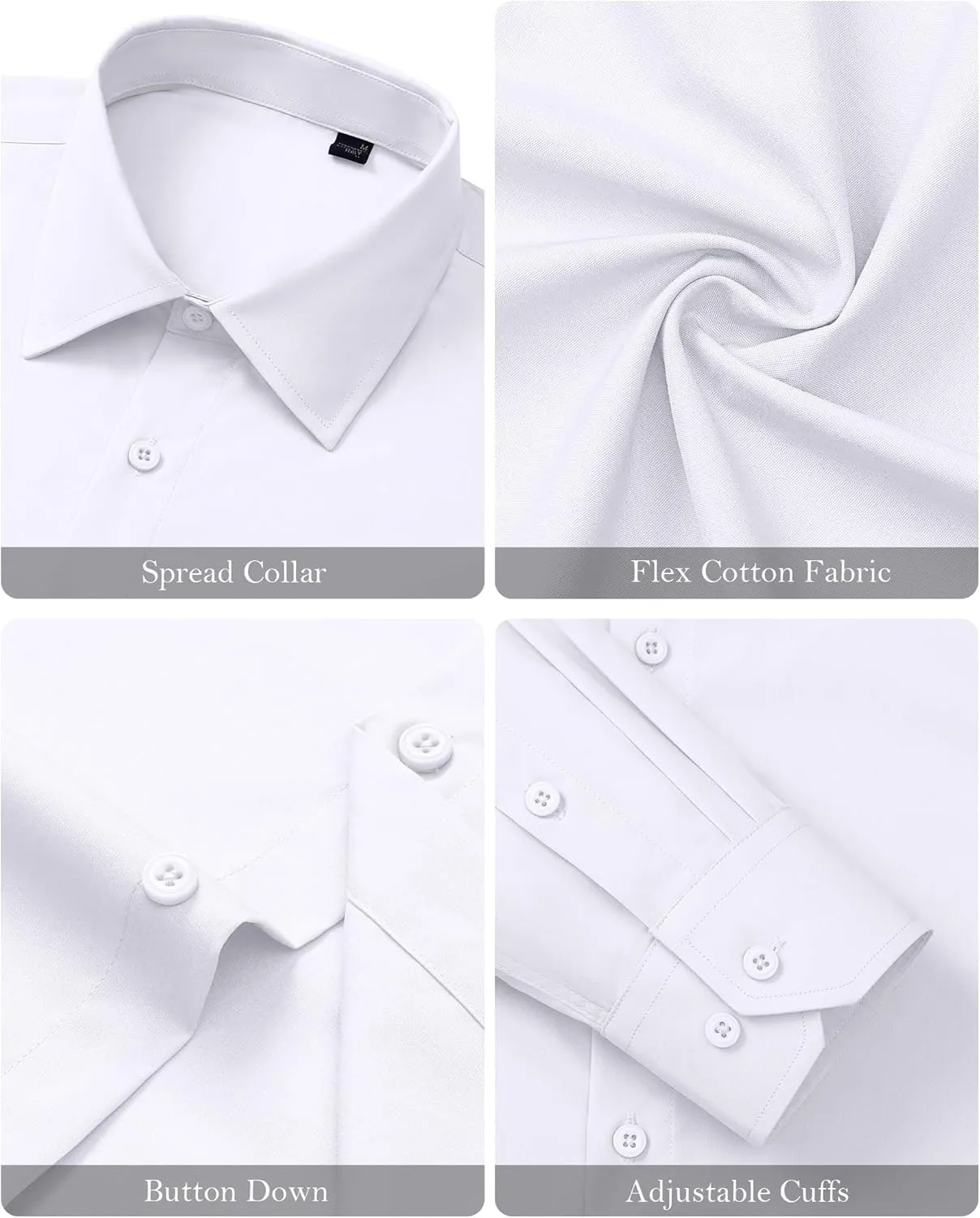 Mens Business Dress Shirt Long Sleeve Button Down Formal Shirt for Men Cotton Slim Fit Shirt for Wedding