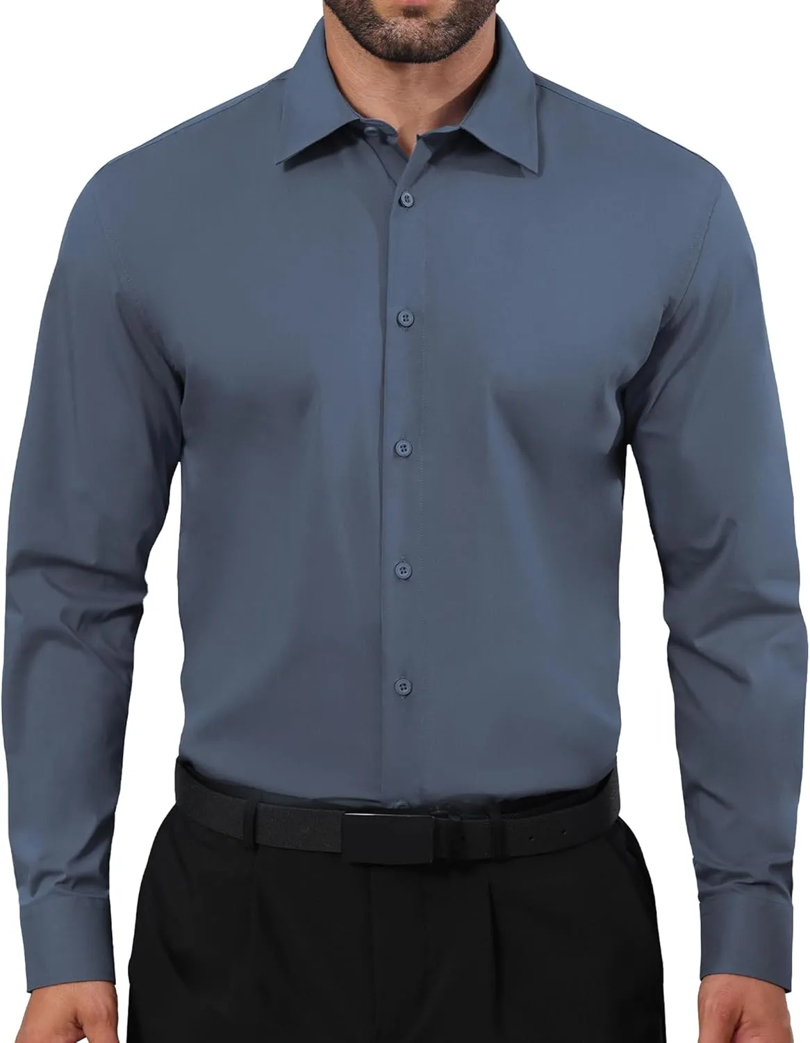 Mens Business Dress Shirt Long Sleeve Button Down Formal Shirt for Men Cotton Slim Fit Shirt for Wedding