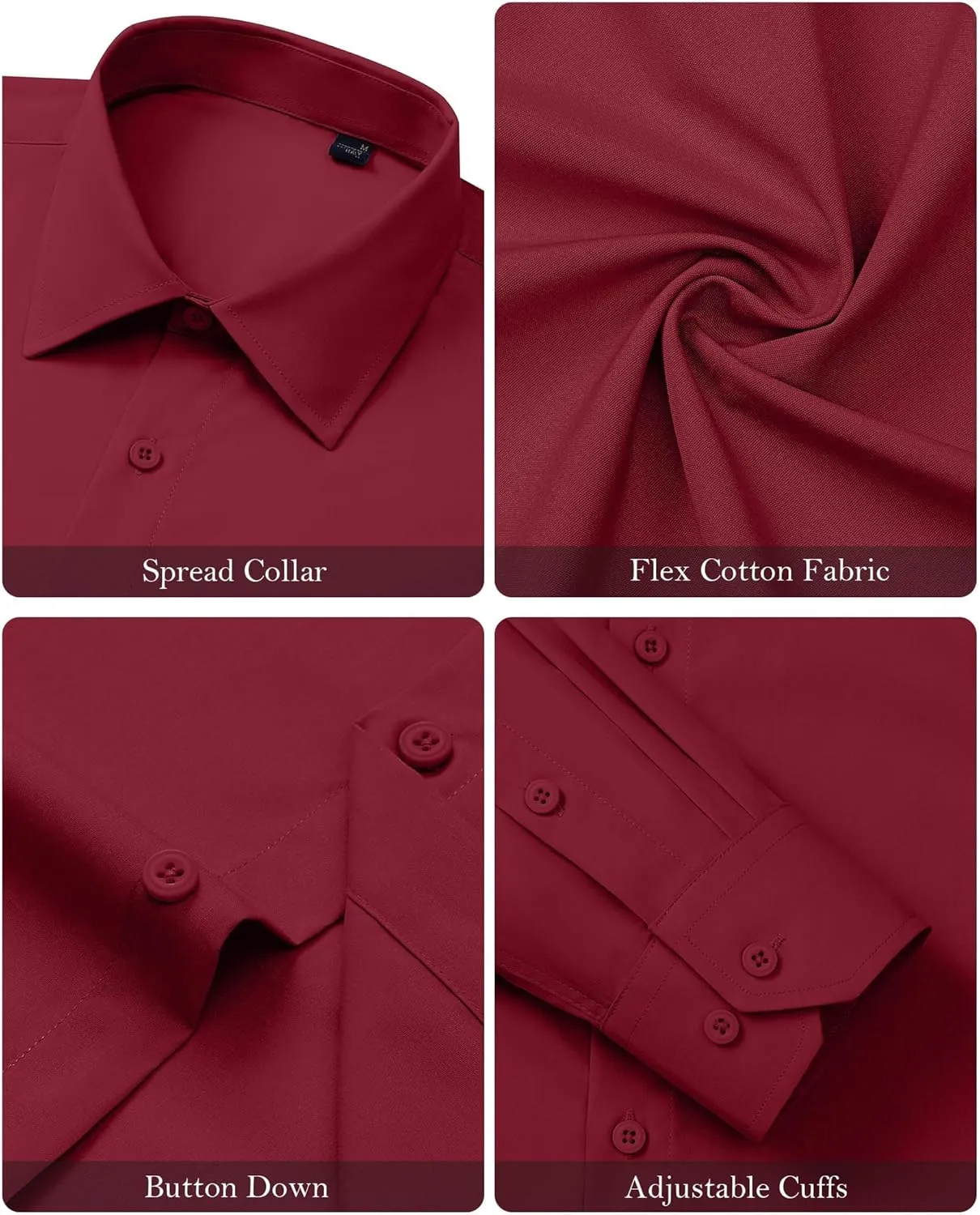 Mens Business Dress Shirt Long Sleeve Button Down Formal Shirt for Men Cotton Slim Fit Shirt for Wedding