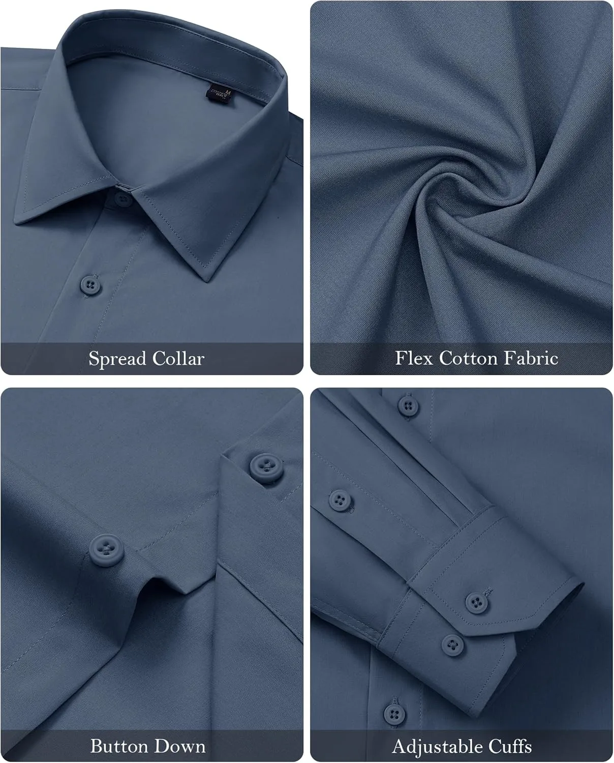 Mens Business Dress Shirt Long Sleeve Button Down Formal Shirt for Men Cotton Slim Fit Shirt for Wedding