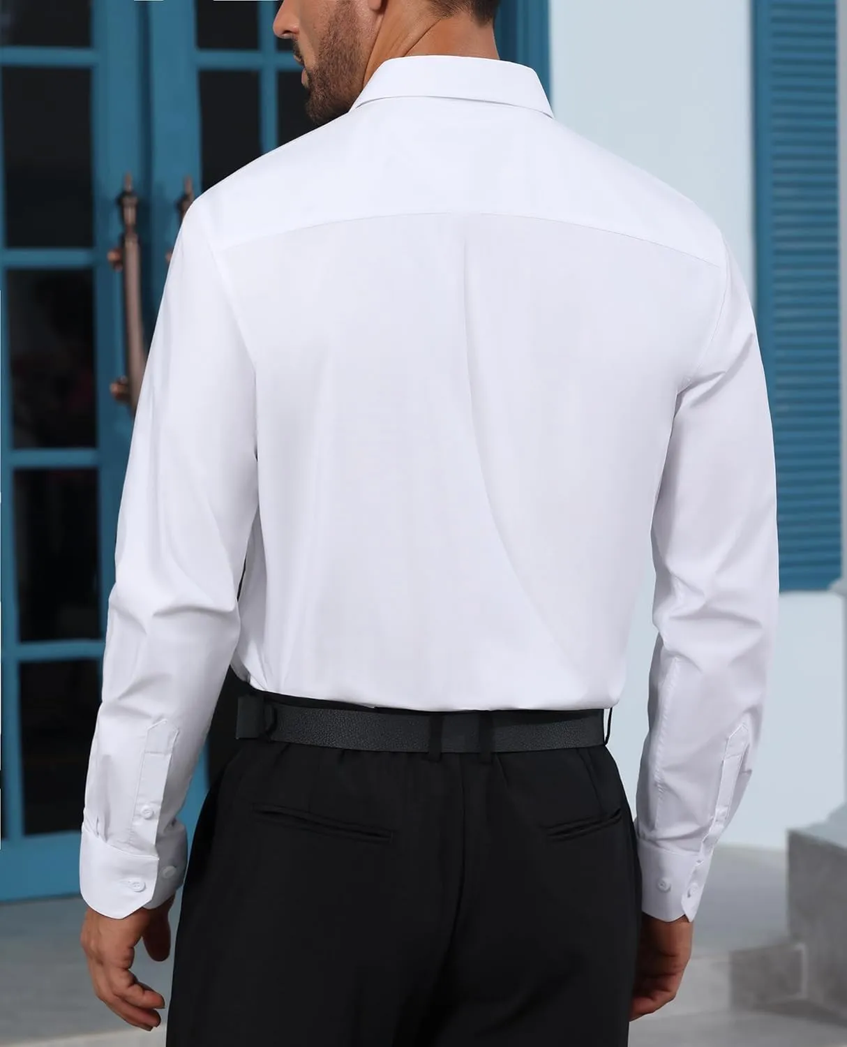 Mens Business Dress Shirt Long Sleeve Button Down Formal Shirt for Men Cotton Slim Fit Shirt for Wedding