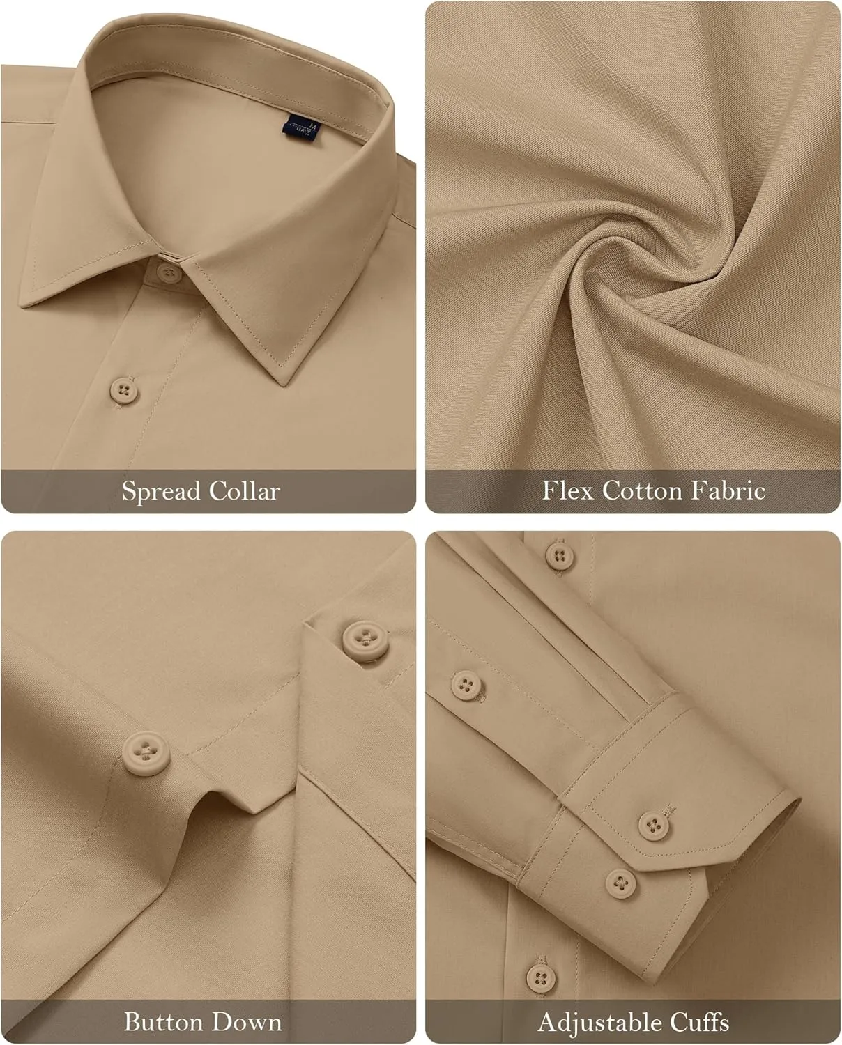 Mens Business Dress Shirt Long Sleeve Button Down Formal Shirt for Men Cotton Slim Fit Shirt for Wedding
