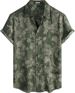 Mens Hawaiian Shirt Short Sleeve Button Down Tropical Shirts Casual Floral Summer Beach Shirt