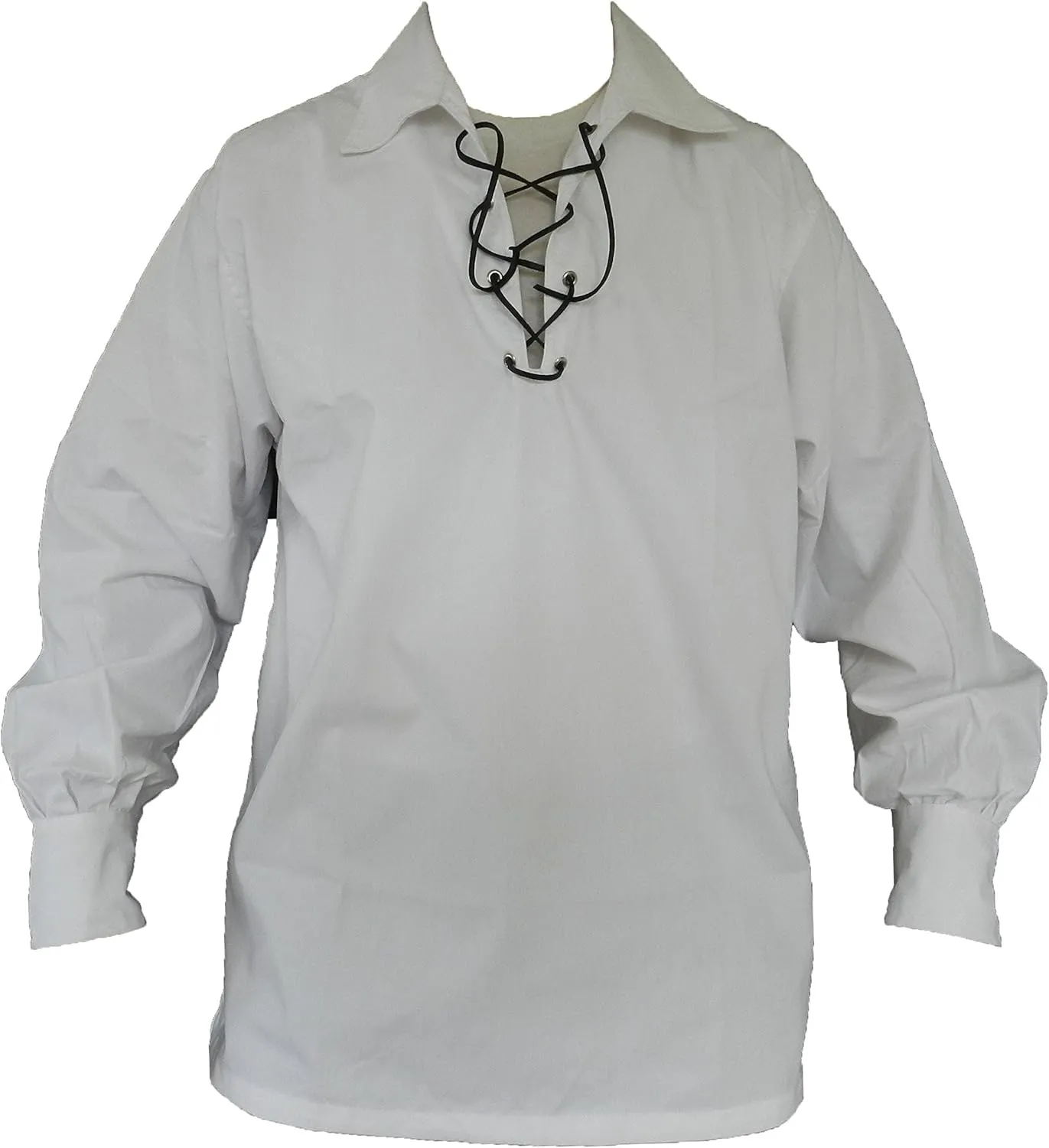 Mens Long Sleeve Shirt, Jacobite Ghillie Shirt for Kilts, w/Leather Tie