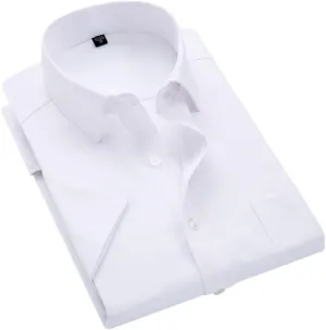Men's Solid Color Striped Dress Shirt Single Breasted Lapel Wrinkle Resistant Shirt D08-9 7XL