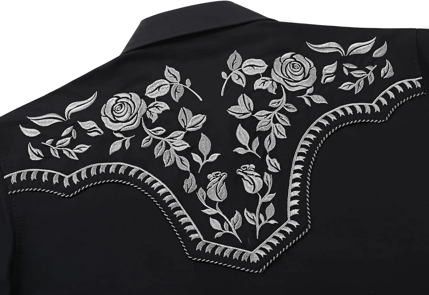Men's Western Cowboy Shirt Embroidered Long Sleeve Casual Snap Button Down Shirt