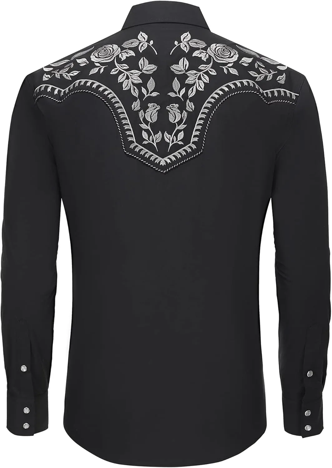 Men's Western Cowboy Shirt Embroidered Long Sleeve Casual Snap Button Down Shirt