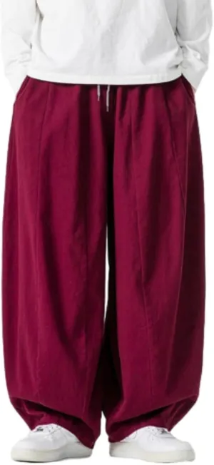 Mens Wide Leg Palazzo Pants Casual Lounge Oversized Jogging Harem Pants Drawstring Loose Beach Trousers with Pockets