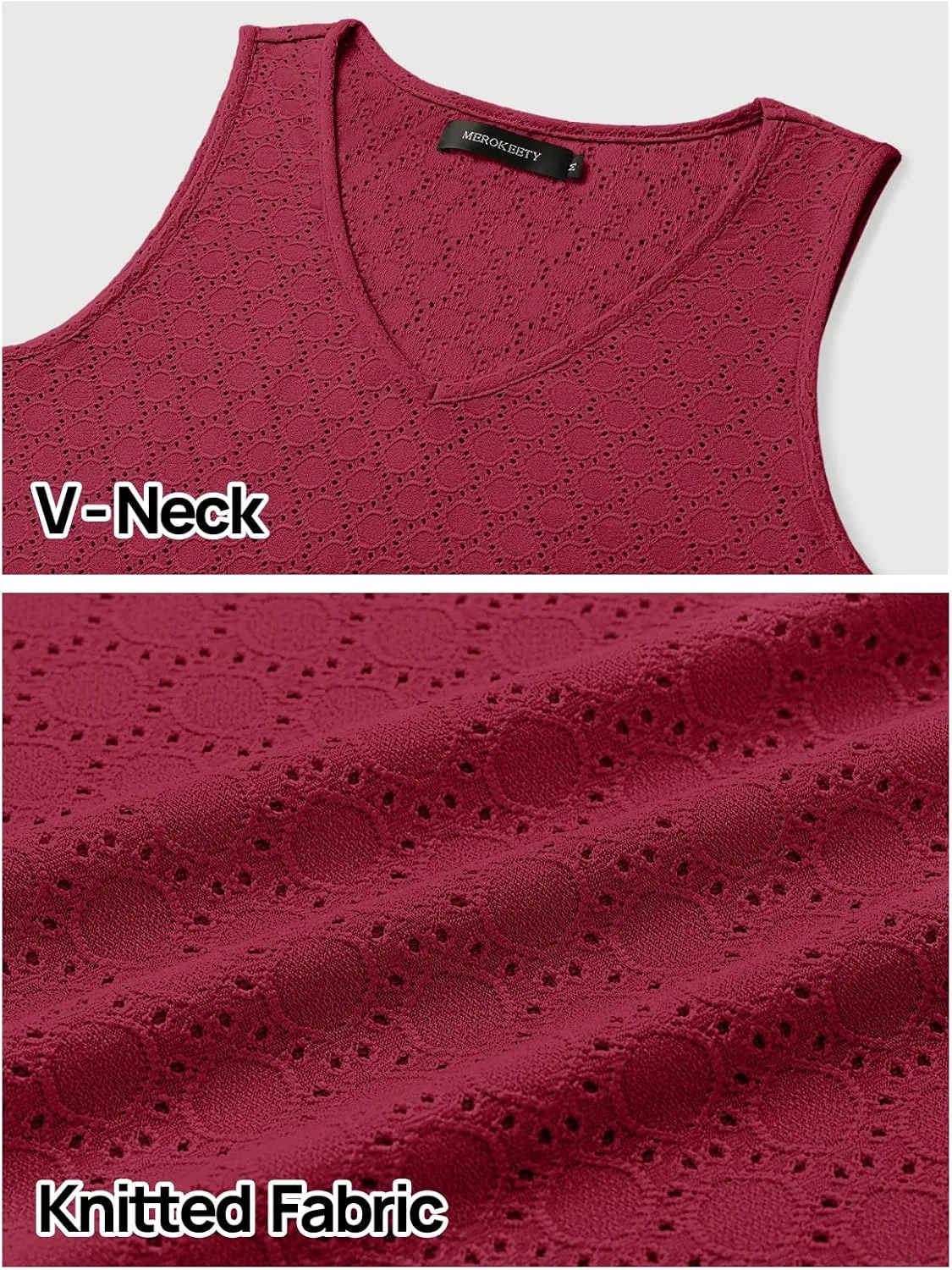 MEROKEETY Women's Summer Sleeveless Swimsuit Coverup 2025 Casual V Neck Eyelet Mini Dress Beach Sundresses