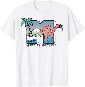 MTV Beach Island Flamingo Logo Vintage Graphic T-Shirt T-Shirt